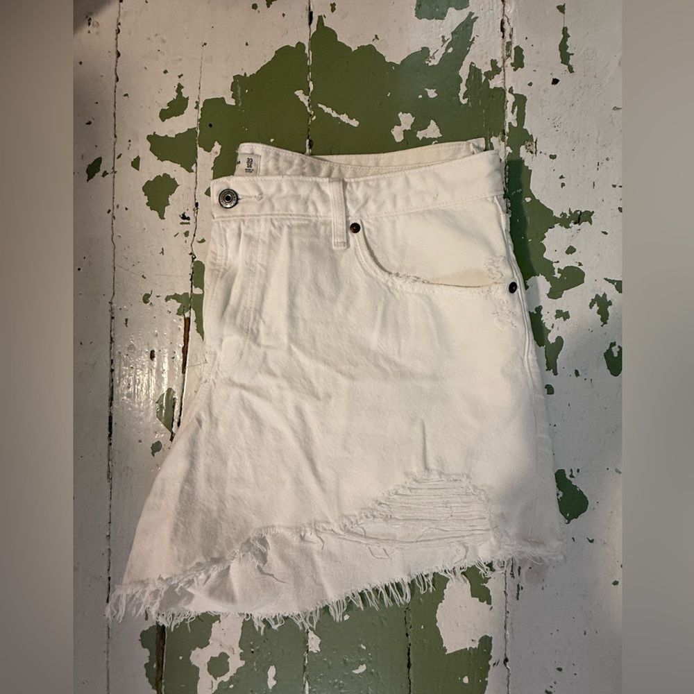Abercrombie White Distressed Denim Shorts